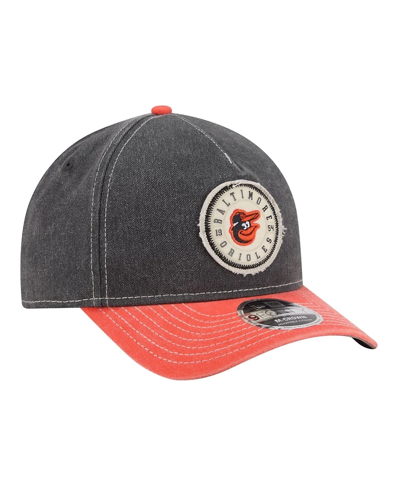 New Era Men's Black/Orange Baltimore Orioles Felt M-Crown 9FORTY Adjustable Hat
