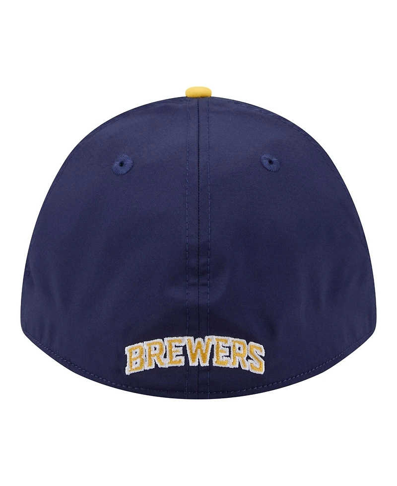 New Era Men's Navy/Gold Milwaukee Brewers Rope M-Crown A-Frame 39THIRTY Flex Hat