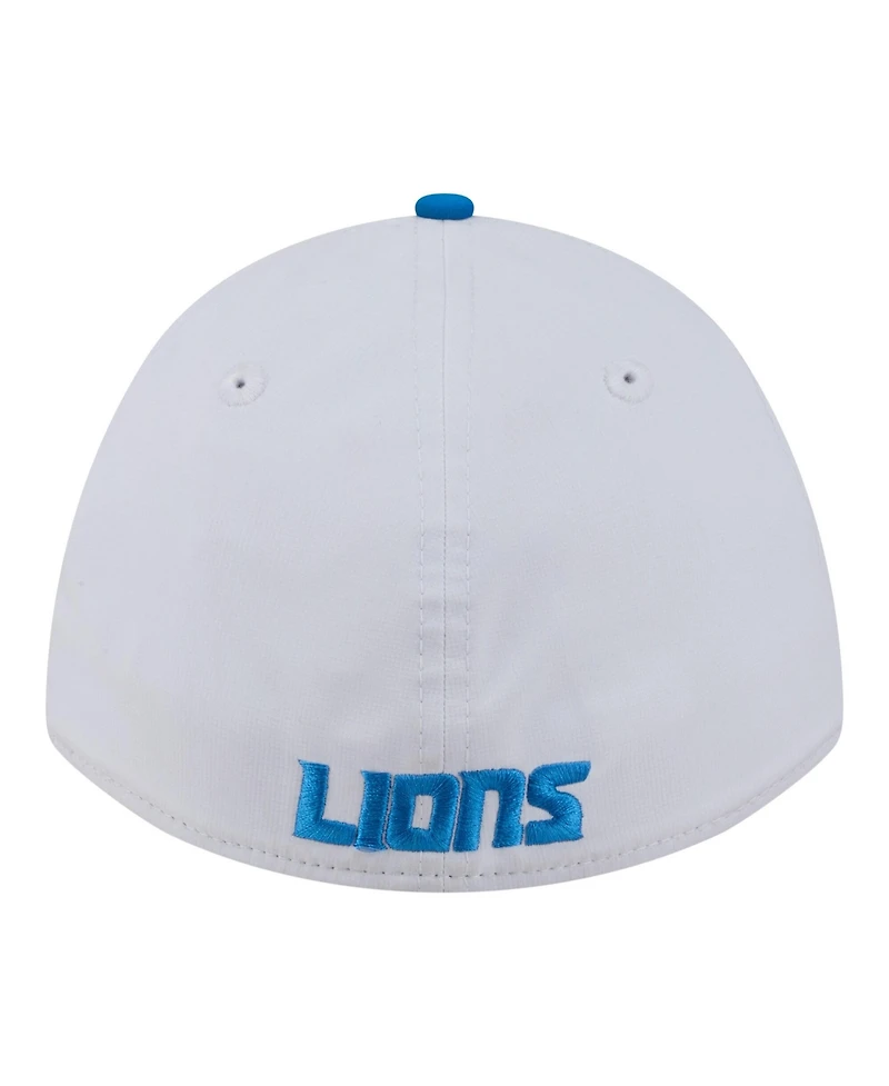 New Era Men's White/Blue Detroit Lions Patch 39THIRTY A-Frame M-Crown Perforated Flex Hat