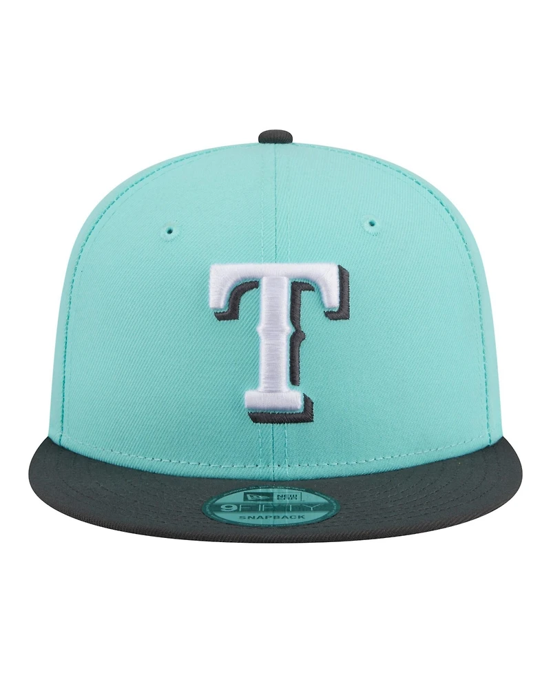 New Era Men's Turquoise/Charcoal Texas Rangers Two-Tone Color Pack 9FIFTY Snapback Hat