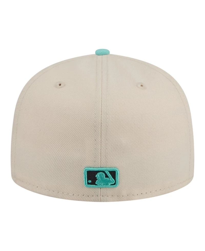 New Era Men's Light Beige/Turquoise York Mets Two-Tone Color Pack 59FIFTY Fitted Hat