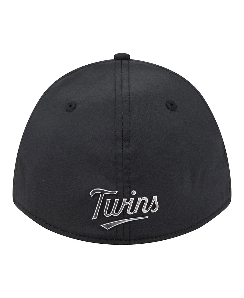New Era Men's Black Minnesota Twins Metallic 39THIRTY M-Crown Flex Hat