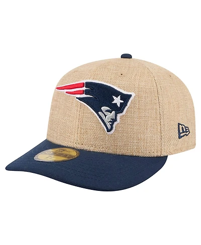 New Era Men's Natural/Navy England Patriots Pre-Curved Twine 59FIFTY Fitted Hat