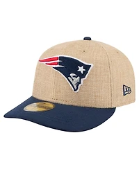 New Era Men's Natural/Navy England Patriots Pre-Curved Twine 59FIFTY Fitted Hat