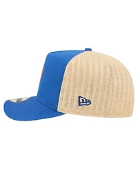 New Era Men's Royal/Natural New York Mets Grained 9FIFTY A-Frame Trucker Adjustable Hat
