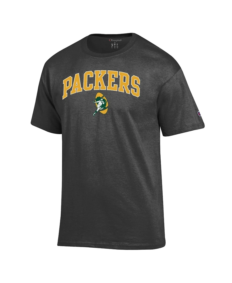 Champion Men's Heather Charcoal Green Bay Packers Arch Over Logo T-Shirt