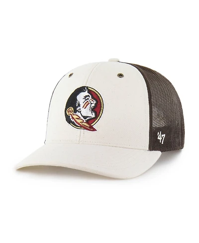 Carhartt x '47 Brand Men's Natural/Brown Florida State Seminoles Undyed Trucker Adjustable Hat