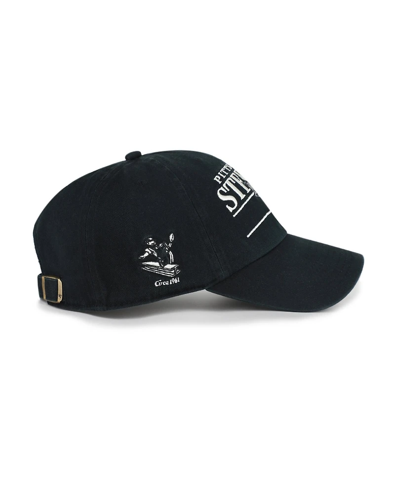 '47 Brand Men's Black Pittsburgh Steelers Throwback Graphic Clean Up Adjustable Hat