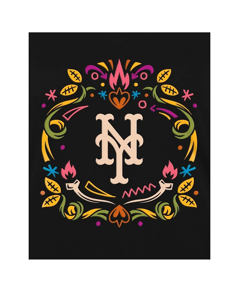 New Era Women's York Mets Dia de los Muertos V-Neck T-Shirt