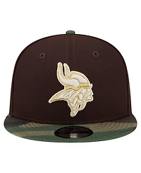 New Era Men's Dark Brown Minnesota Vikings Burnt Wood Camo 9FIFTY Snapback Hat