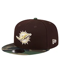 New Era Men's Dark Brown Miami Dolphins Burnt Wood Camo 9FIFTY Snapback Hat