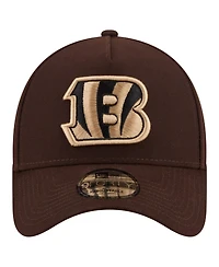 New Era Men's Dark Brown Cincinnati Bengals Burnt Wood A-Frame 9FORTY Adjustable Hat