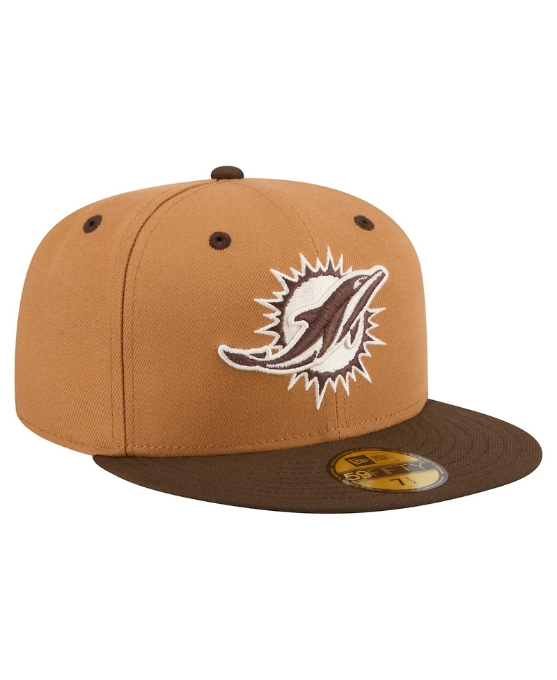New Era Men's Light Brown/Dark Brown Miami Dolphins Two-Tone Walnut 59FIFTY Fitted Hat
