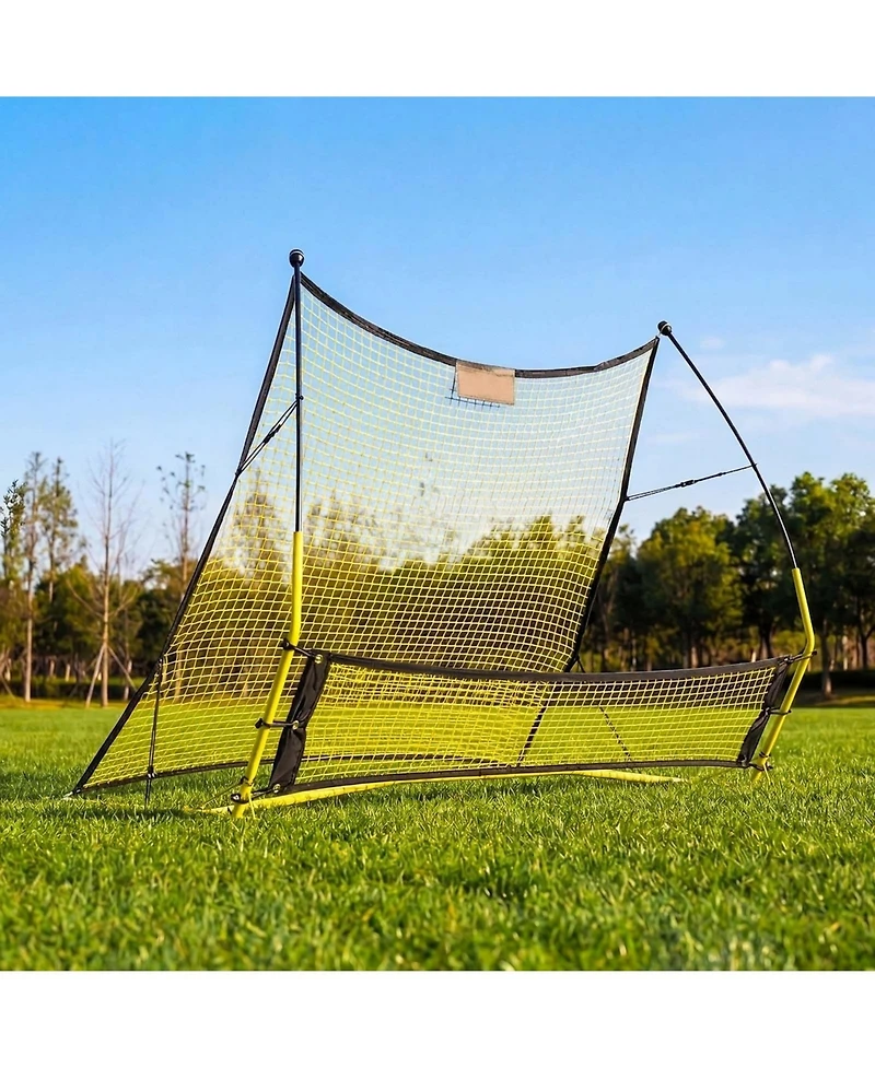 Sugift 2-in-1 Soccer Goal Rebounder Net with Fiberglass Poles and Iron Pipe