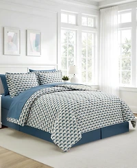 Macy's Blockprint Trellis Reversible Microfiber 8-piece Comforter Set