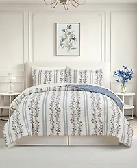 Macy's Floral Stripe Reversible Microfiber 8-piece Comforter Set
