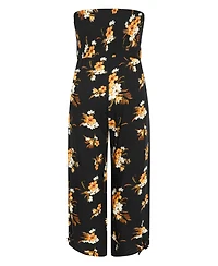 City Chic Plus Aruba Print Strapless Wide-Leg Jumpsuit