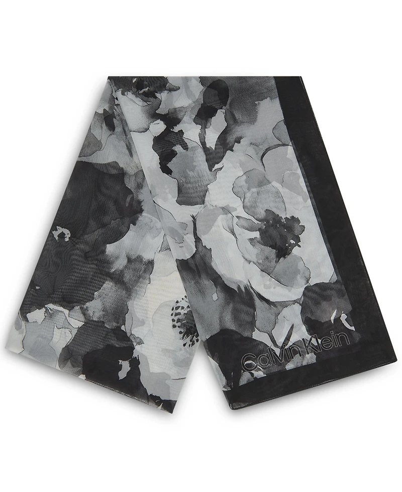 Calvin Klein Women's Tonal Floral Chiffon Scarf