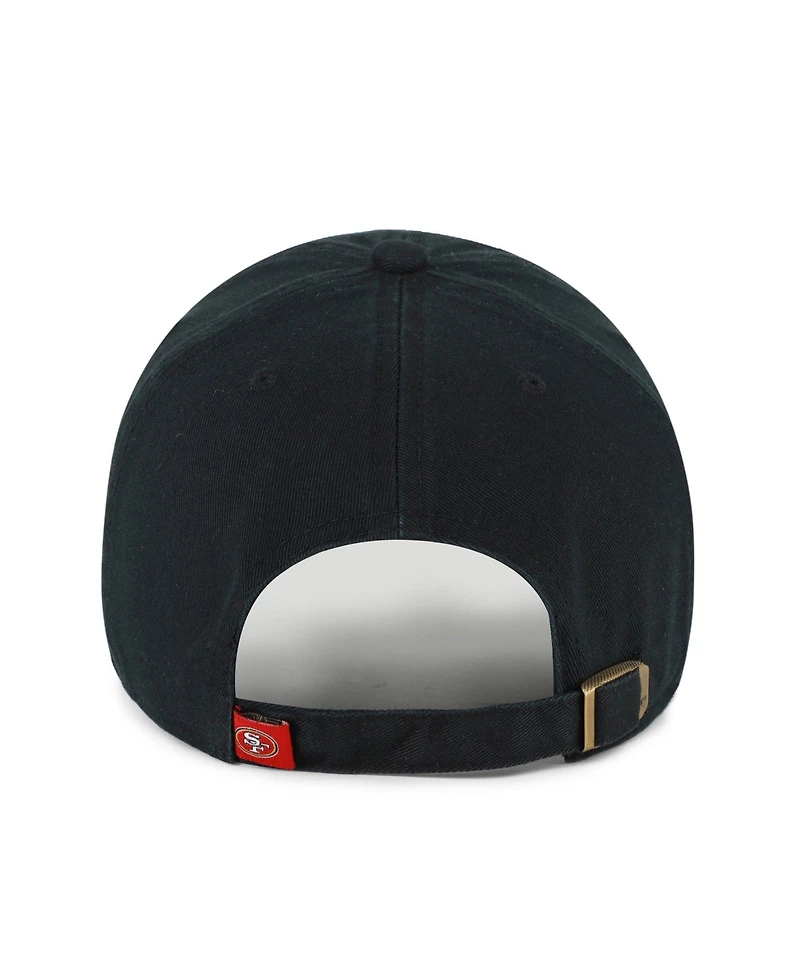 47 Brand Men's Black San Francisco 49ers Clean Up Team Script Adjustable Hat