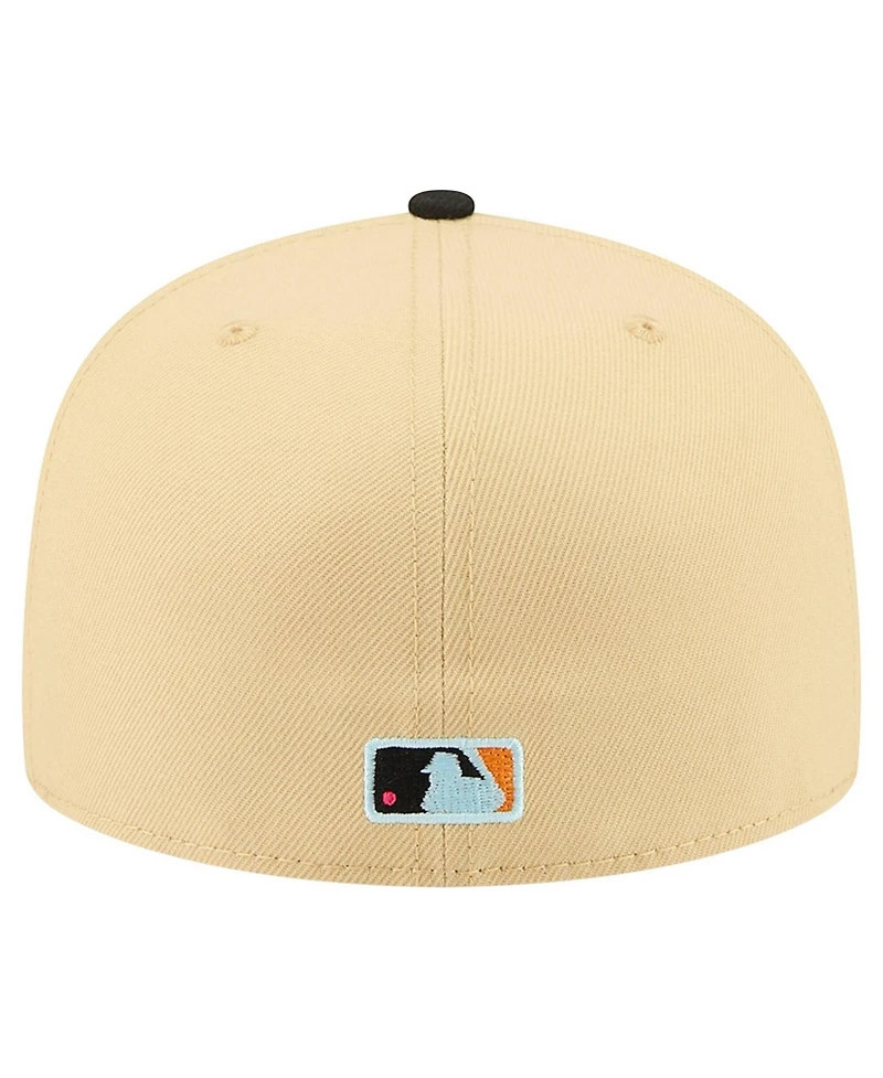 New Era Men's Light Beige Detroit Tigers Two-Tone Embroidered Visor 59FIFTY Fitted Hat
