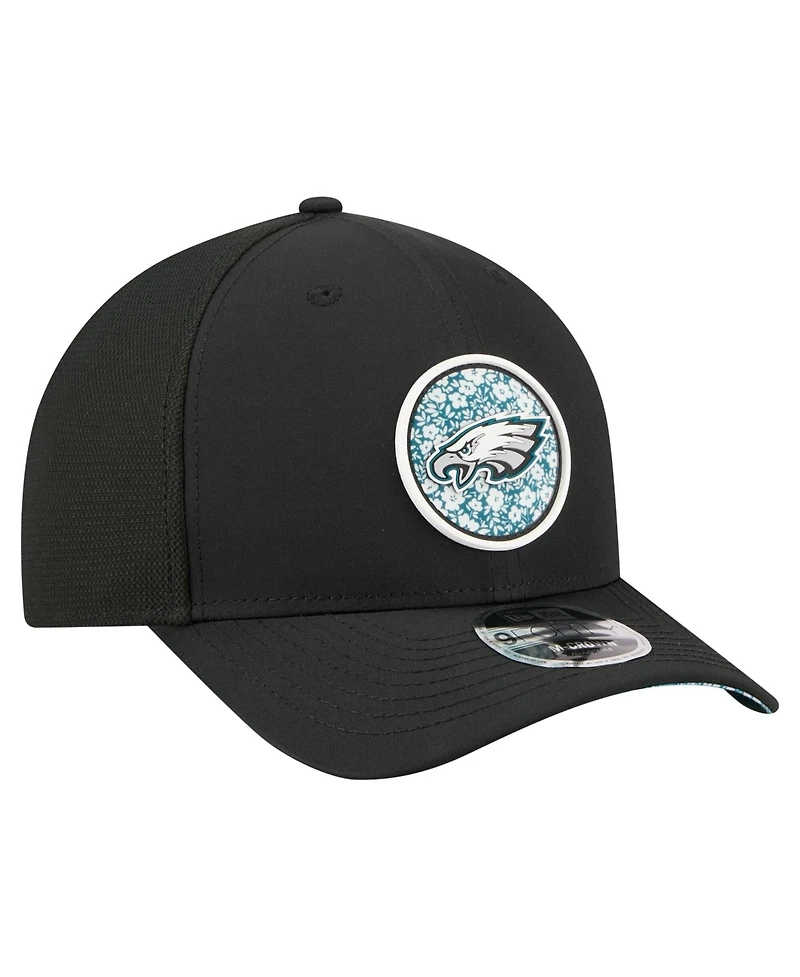 New Era Men's Black Philadelphia Eagles Floral 9FORTY M-Crown Trucker Adjustable Hat