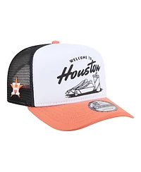 New Era Men's White/Orange Houston Astros Foodie A-Frame 9FIFTY Trucker Snapback Hat