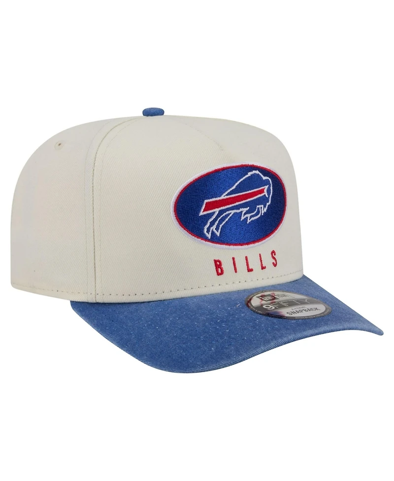 New Era Men's Cream/Royal Buffalo Bills Washed A-Frame 9FIFTY Snapback Hat