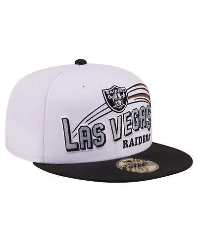 New Era Men's White/Black Las Vegas Raiders Retro Swoop 59FIFTY Fitted Hat