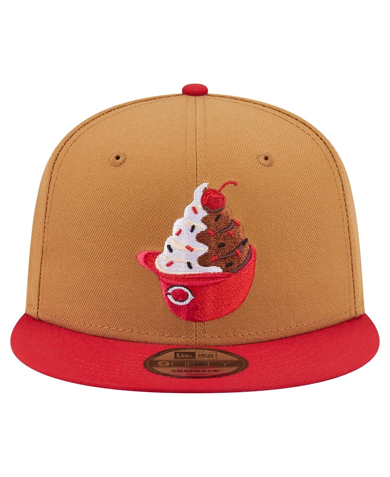 New Era Men's Khaki/Red Cincinnati Reds Ice Cream 9FIFTY Snapback Hat