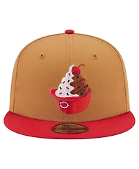 New Era Men's Khaki/Red Cincinnati Reds Ice Cream 9FIFTY Snapback Hat