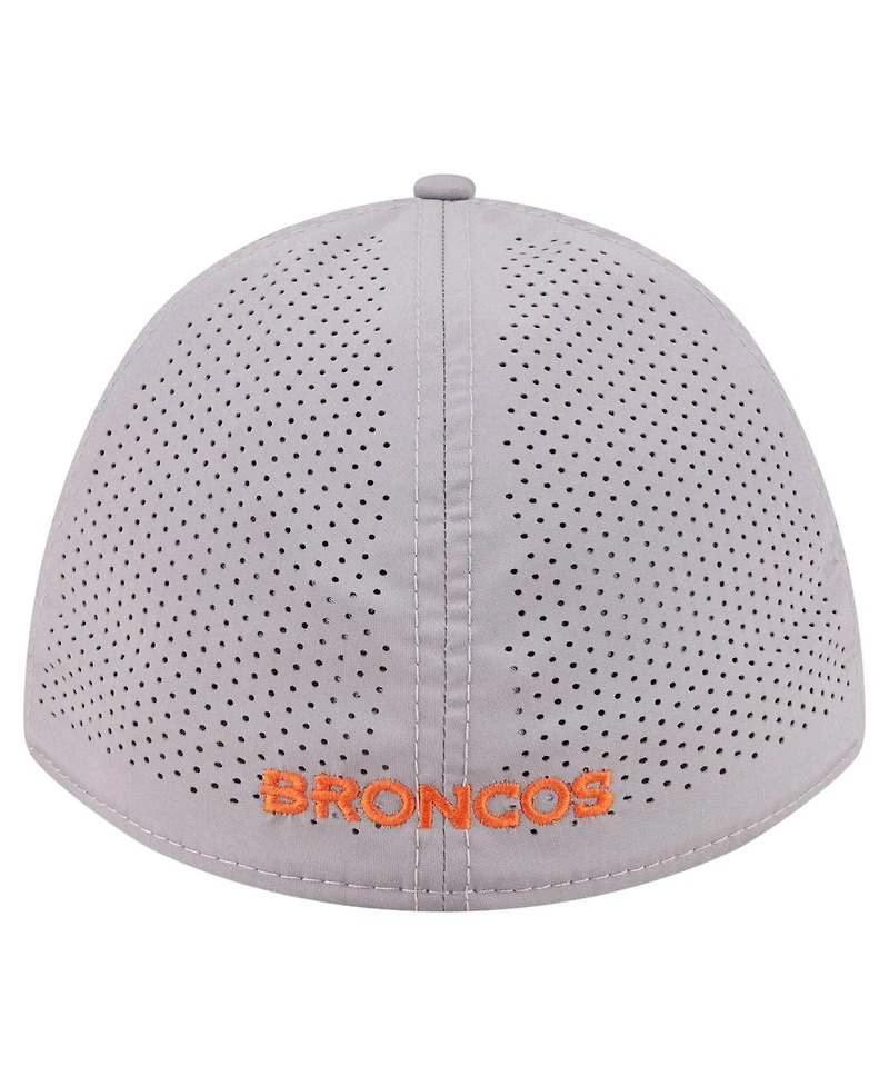 New Era Men's Gray Denver Broncos Perforated 39THIRTY M-Crown Flex Hat
