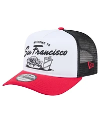 New Era Men's White/Scarlet San Francisco 49ers Foodie 9FIFTY A-Frame Trucker Snapback Hat