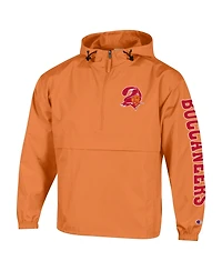 Champion Men's Orange Tampa Bay Buccaneers Packable Hooded Windbreaker Half-Zip Jacket