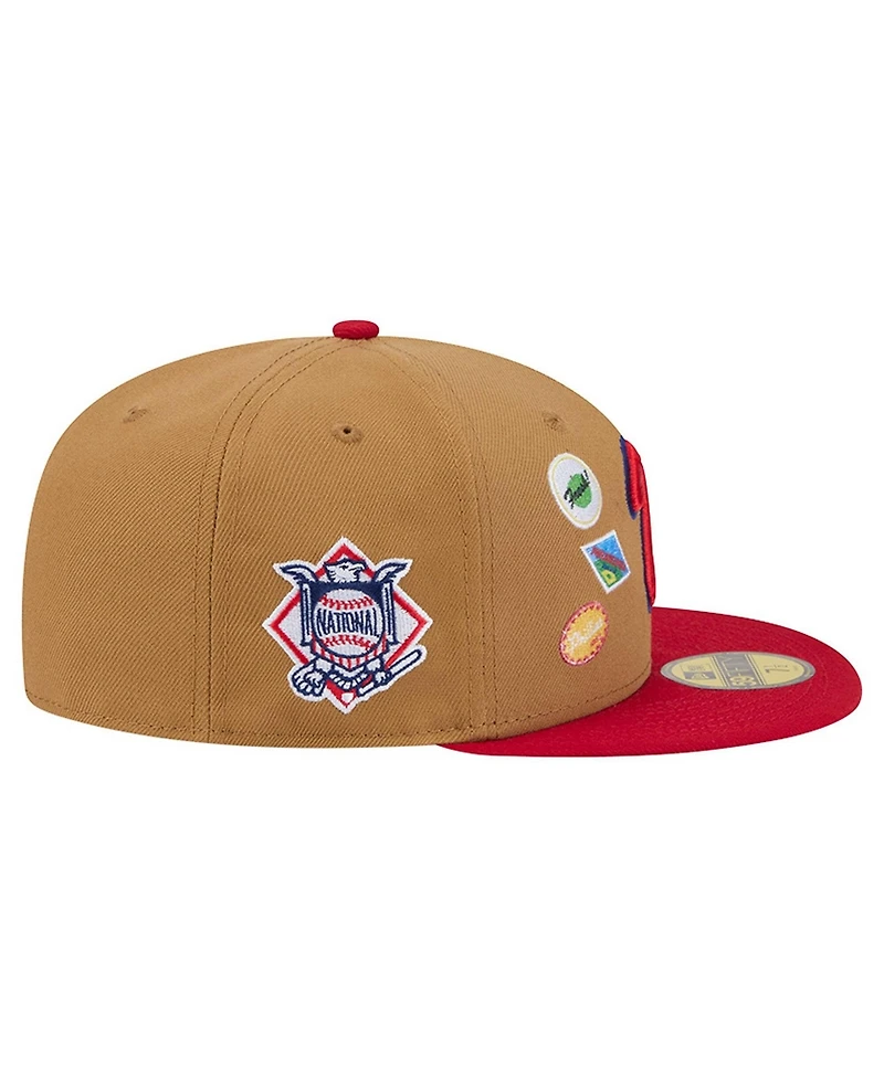 New Era Men's Tan Philadelphia Phillies Fruit Sticker 59FIFTY Fitted Hat