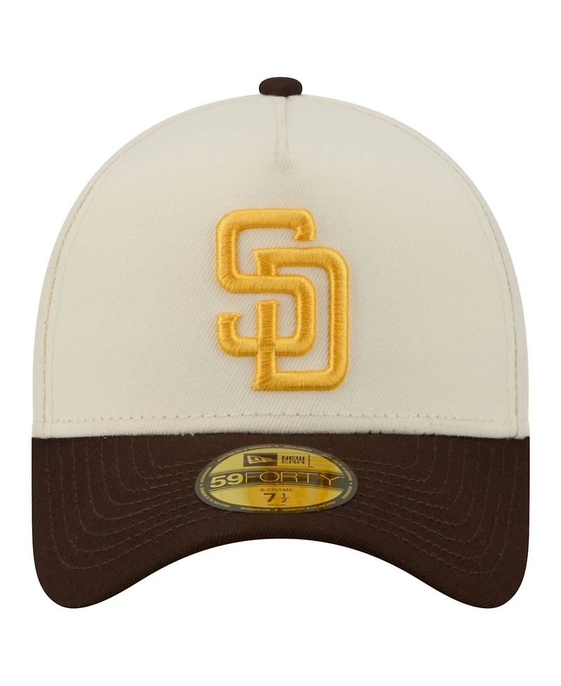 New Era Men's Cream San Diego Padres Chrome A-Frame 59FORTY Fitted Hat