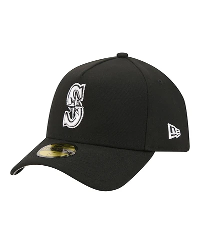 New Era Men's Black Seattle Mariners A-Frame 59FORTY Fitted Hat