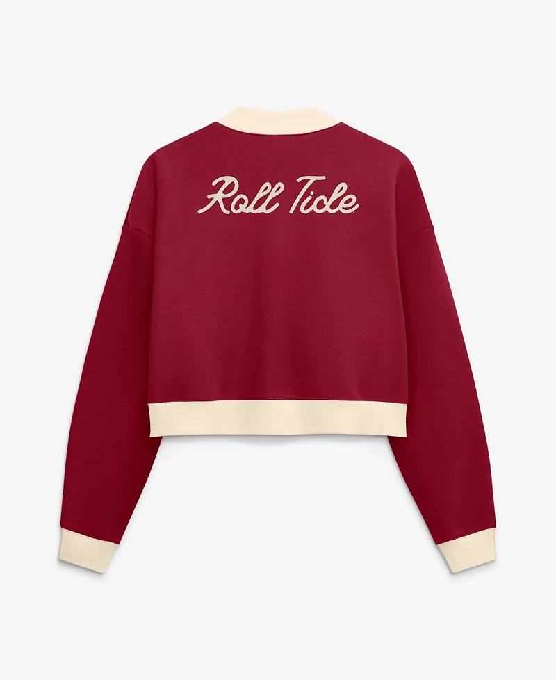 Nike Women's Alabama Crimson Tide Full-Zip Oversized Fleece Cropped Bomber Jacket