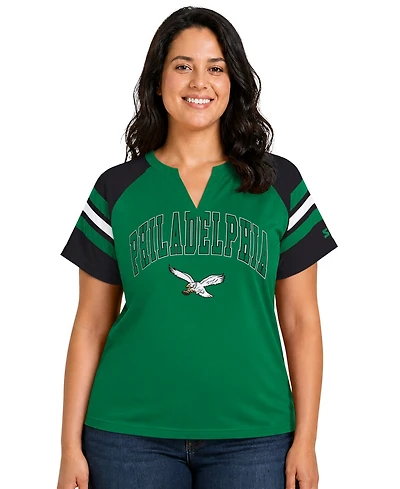 Starter Plus Philadelphia Eagles Throwback Game On Notch Neck Raglan T-Shirt