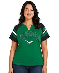 Starter Plus Philadelphia Eagles Throwback Game On Notch Neck Raglan T-Shirt