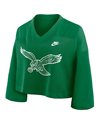 Nike Women's Kelly Green Philadelphia Eagles Rewind Cropped Mesh Dri-fit Fashion Jersey