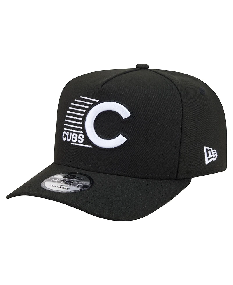New Era Men's Black Chicago Cubs Motion A-Frame 9FIFTY Snapback Hat