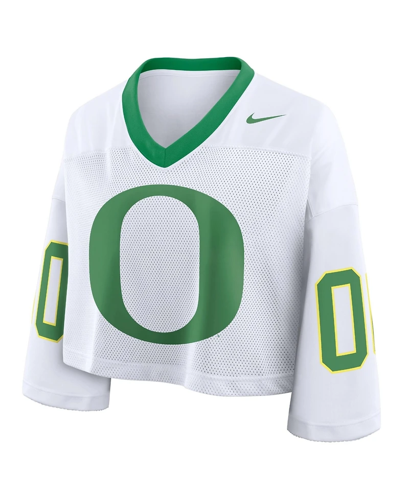 Nike Women's White Oregon Ducks Oversized Logo Cropped Fashion Jersey