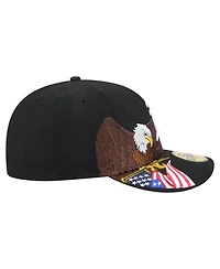New Era Men's Black Athletics Americana Bald Eagle Pre-Curved 59FIFTY Fitted Hat