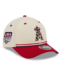 New Era Big Boys and Girls Cream/Red Los Angeles Angels Usa 250 9FORTY M-Crown Adjustable Hat