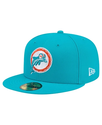 New Era Men's Aqua Miami Dolphins 59FIFTY Fitted Hat