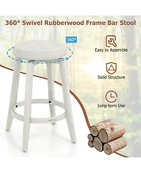 Gouun Set of 2 Upholstered Counter-Height Swivel Bar Stools