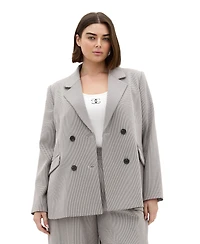 City Chic Plus Hailey Check Double-Breasted Houndstooth Blazer