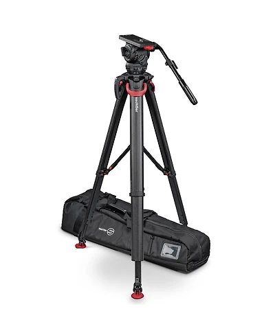 Sachtler Video 18 S2 Fluid Head with flowtech 100 3-Section Carbon Fiber Tripod, Mid-Level Spreader