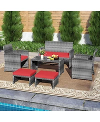 Gouun Outdoor Pe Rattan Patio Conversation Set with Loveseat