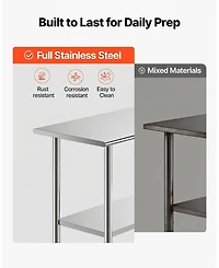 Hongge Two Tier Stainless Steel Work Table for Commercial Kitchens